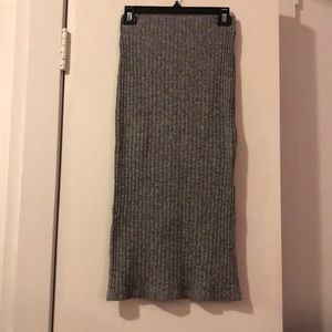 Topshop Midi Skirt with Slit. Grey